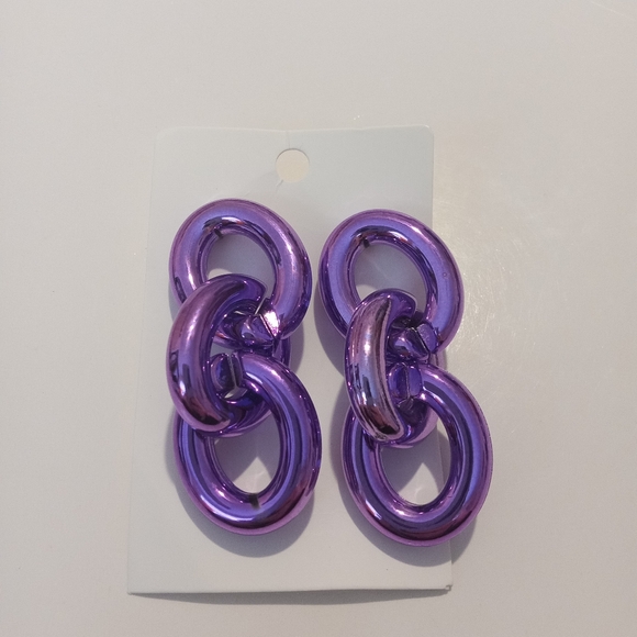 Fashion Jewelry Purple Chain Dangle Earrings - Picture 3 of 5